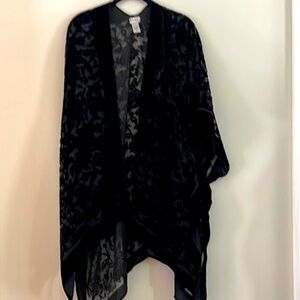 Avenue Black Velvet Vintage Sheer Wrap Fits Most